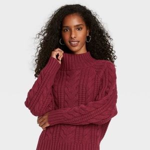 A new day burgundy cable turtleneck sweater
